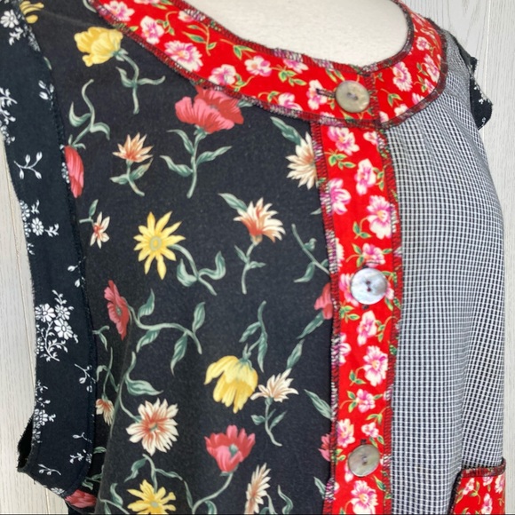 Vintage ‘Art-to-Wear’ Fern Bratten Multicolor Eclectic Pattern Vest Size 18/XL - Picture 2 of 10